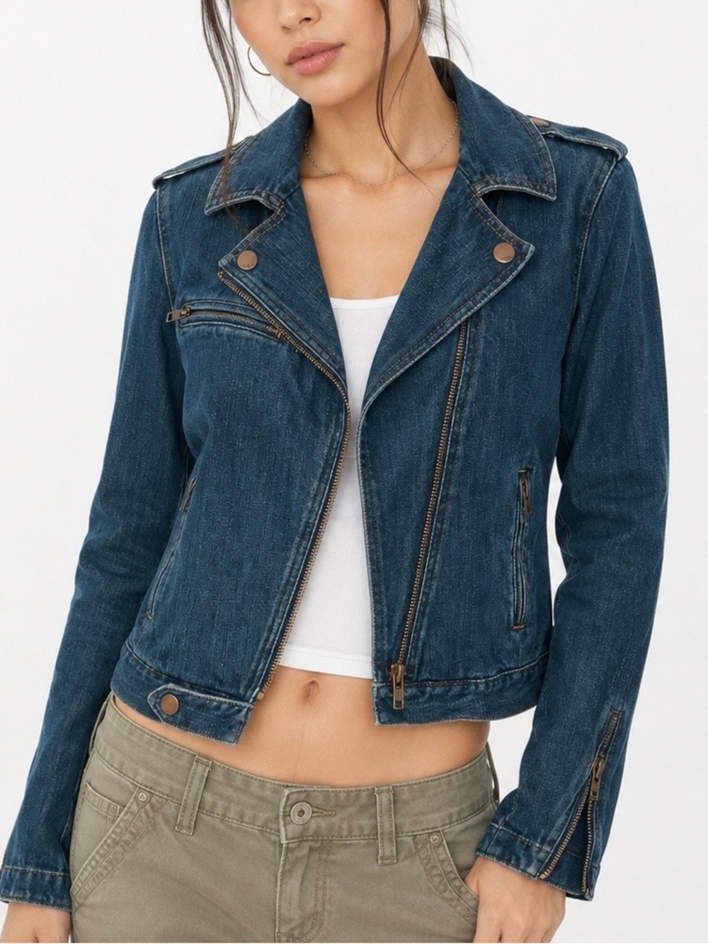 Denim Moto Jacket - Blue